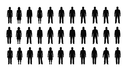 Collection of silhouette figures isolated on white background, Vector
