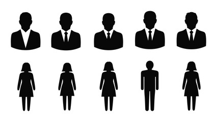 Silhouettes of business professionals isolated on white background, Vector
