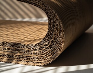 Blank Heavyweight Corrugated Cardboard Edge Mockup with Leaf Shadow