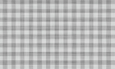 Gray and white gingham pattern with a woven texture creating a classic and timeless design effect