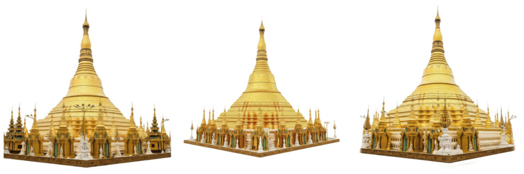 : Golden Shwedagon Pagoda Yangon Architecture Set: