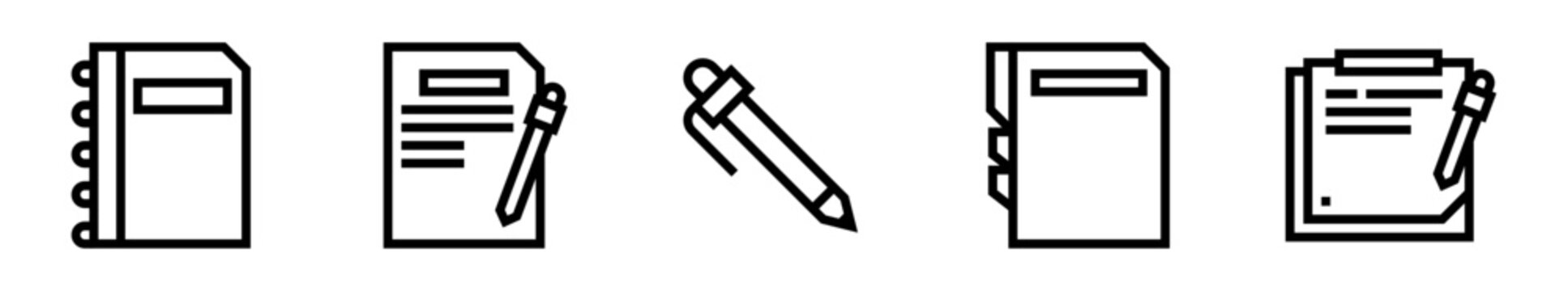 Conjunto de iconos de papeler&iacute;a. Material de oficina, documentos, escritura y organizaci&oacute;n administrativa. Ilustraci&oacute;n vectorial lineal