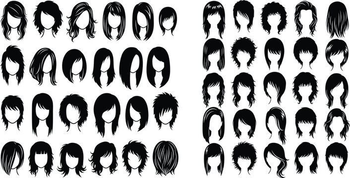 Extensive collection of womens hair styles displaying various lengths, textures, and cuts for female character customization