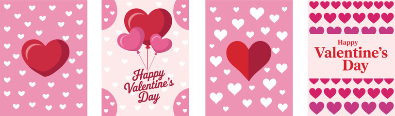 A vibrant red heart stands out against a soft pink background adorned with numerous tiny white hearts