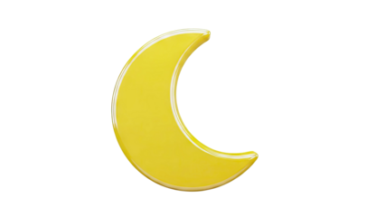 Glossy Yellow Crescent Moon Icon