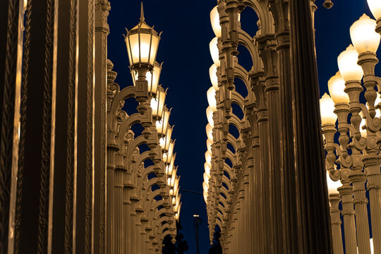 "Urban Light" is a large-scale assemblage sculpture by Chris Burden. Los Angeles County Museum of Art.
