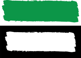 Hand drawn green and black rectangle brush strokes isolated on transparent background