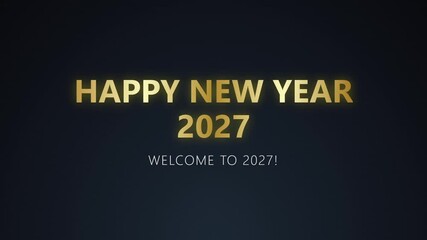 Happy New Year 2027 Gold Text Animation with Fireworks, Luxury Celebration Typography Animation overlay effect