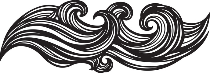 Fototapeta premium Elegant black and white swirling wave design element illustration