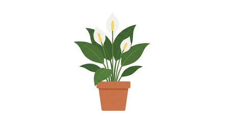 Obraz premium Flat Vector Potted Houseplant Illustration