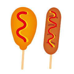 アメリカンドッグとフランクフルトのイラスト/ Corn dog and frankfurter illustration
