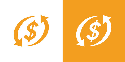 Dual meaning cashback logo combining money and an arrow, symbolizing savings, rewards, financial growth, and smart purchase incentives in a modern design.