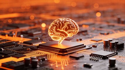 AI brain on circuit board