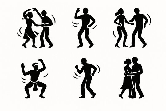 Cuban Dance Styles Flat Vector Icon Collection