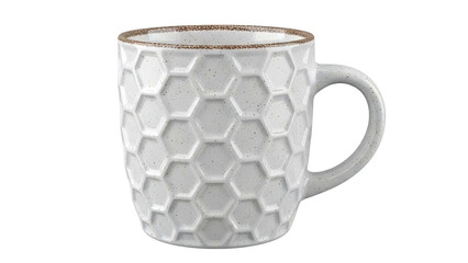 White Hexagonal Mug with Speckled Rim