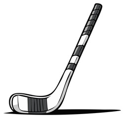 Hockey stick cartoon illustration used in ice skating competition or sports club marketing promotions and graphic designs.