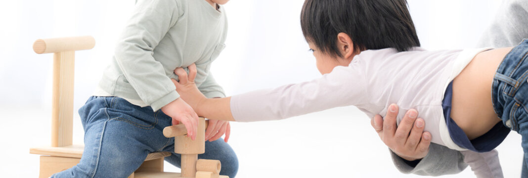 兄弟喧嘩などのイメージ　おもちゃの取り合い～　顔なし
