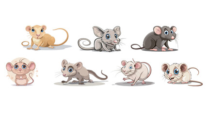 Cartoon Siamese rat with big blue eyes and playful expression