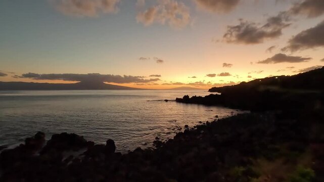 Sunset over the Atlantic from Sao Jorge Island, Azores, Portugal