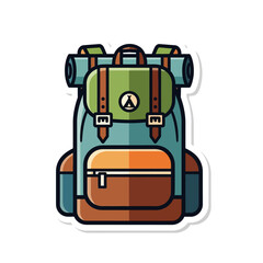 Fototapeta premium Stylized illustration of a detailed hiking backpack with multiple compartments