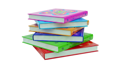 Stack of Colorful Books with Star Decorations