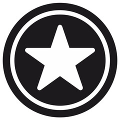 Obraz premium Minimalist black and white star icon in a circular frame for awards, ratings, and success concepts.