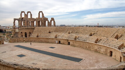 Seating in the ancient Roman Amphitheater in El Djem, Tunisia