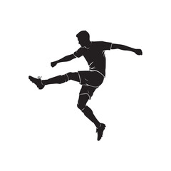 Obraz premium Soccer Player Kicking Ball Silhouette in Stadium