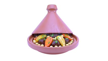 Steaming Tagine with Meatballs, Carrots, and Chickpeas