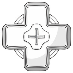 Obraz premium Stylized Gray Plus Symbol Icon Medical Health Aid Graphic Illustration