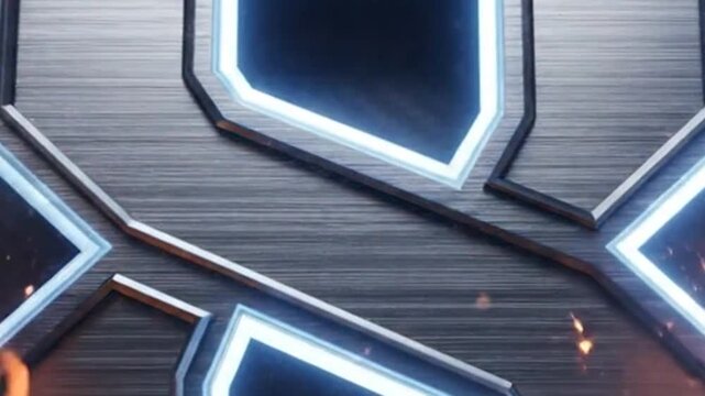 Futuristic Sci-Fi Abstract Geometric Shape with Neon Glow.