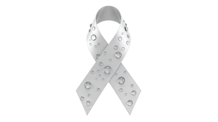 White ribbon with water droplets, representing purity and resilience