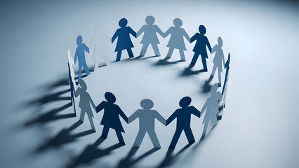 Diverse group of people holding hands in a circle together