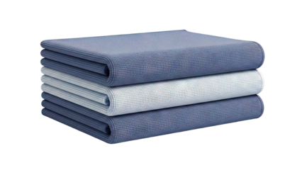 Stack of folded blue yoga mats