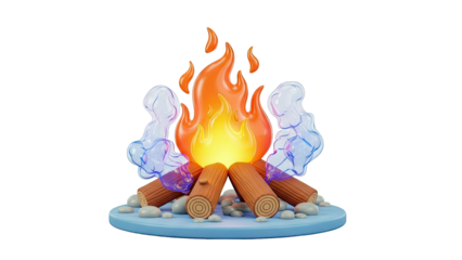 Stylized Campfire with Blue Smoke