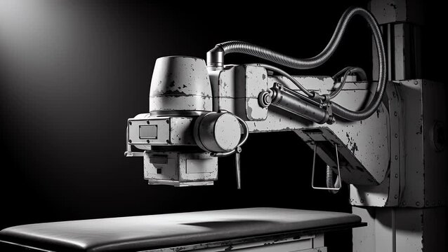 Vintage Black and White X-ray Machine Scanner Gritty Look