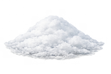 Snow pile forming a small icy mountain peak covered in white frost, cold winter weather element, transparent background