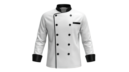 White Double-Breasted Chef Jacket with Black Accents