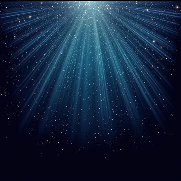 Social media profile background featuring central rays of light and particles.