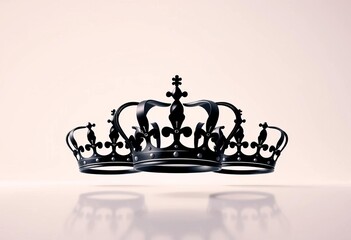 Three regal crown silhouettes against a plain background , monarchy, crest