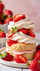 Strawberry shortcake, classic dessert icon for baking and summer fruit themes,  shortcake,  dessert