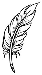 Obraz premium Elegant Hand Drawn Feather Quills Ink Line Art Vector Minimalist Design Element Illustration