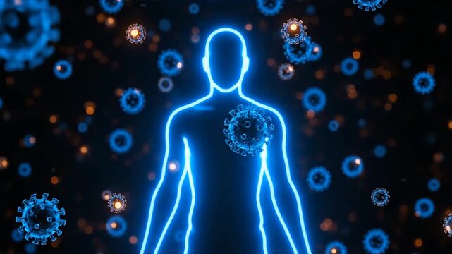 Human Body Infected with Virus Illustration.