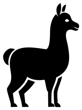 Llama Silhouette Black Vector Image Alpaca Animal Side View Standing Simple Design