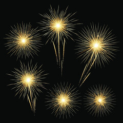 Fototapeta premium Colorful fireworks lighting up the night sky on a black background for celebration