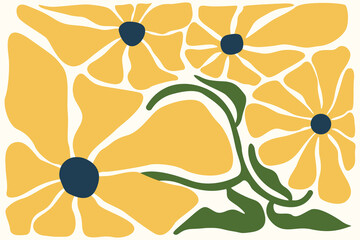 Flower doodle background. Botanical  abstract shape doodle art design.