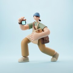 3D 배달 서비스 일러스트
