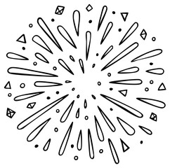 Obraz premium Hand drawn radial burst pattern abstract doodle illustration energy explosion graphic design element