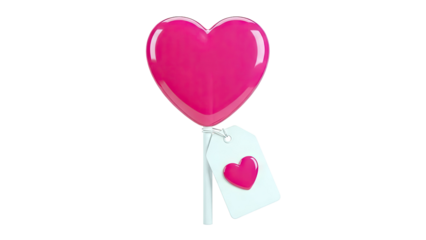 Pink Heart Lollipop with Gift Tag
