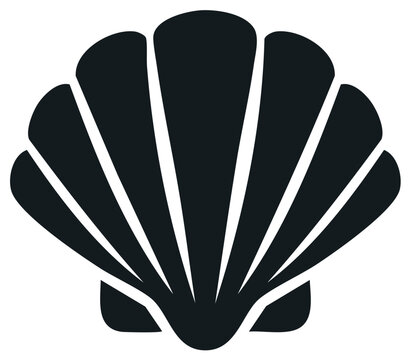 Stylized black seashell design, isolated on a white background